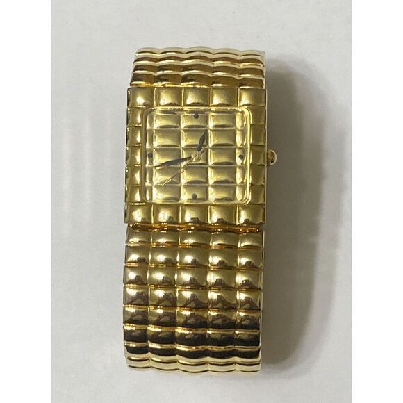 Joan Rivers Classics Quilted Gold Tone Square Dress Watch Accordion Band - Picture 1 of 5